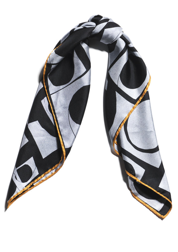 Bold, graphic print designer silk scarf Emma Greenhill