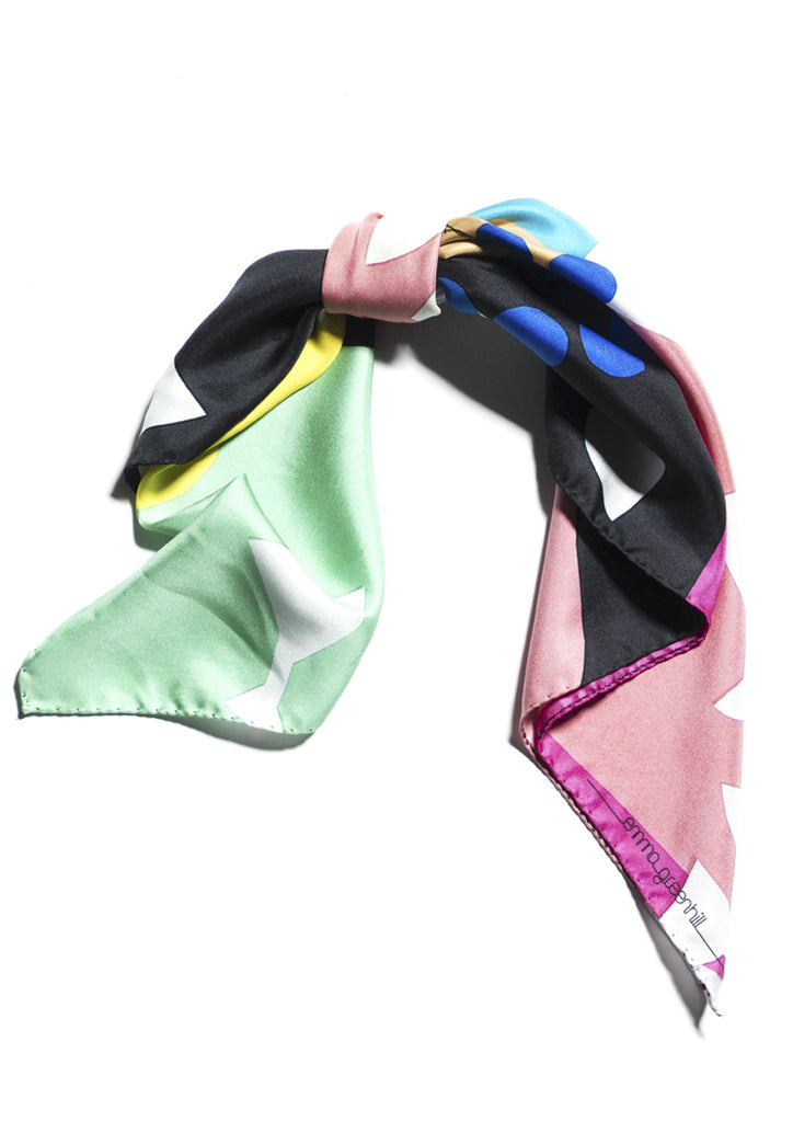 Designer colourful printed silk scarf 