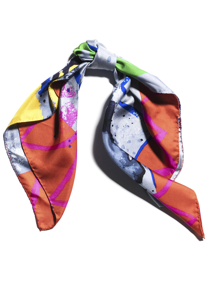 smiling pavements printed luxury silk twill scarf