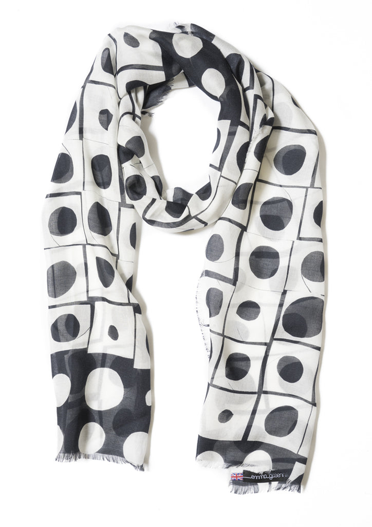 British designer, cashmere modal monochrome scarf