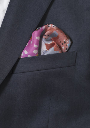 animal on grey, printed luxury men's pocket square