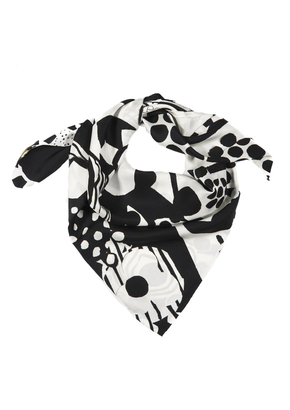 Black and White Crossover Large Silk Scarf